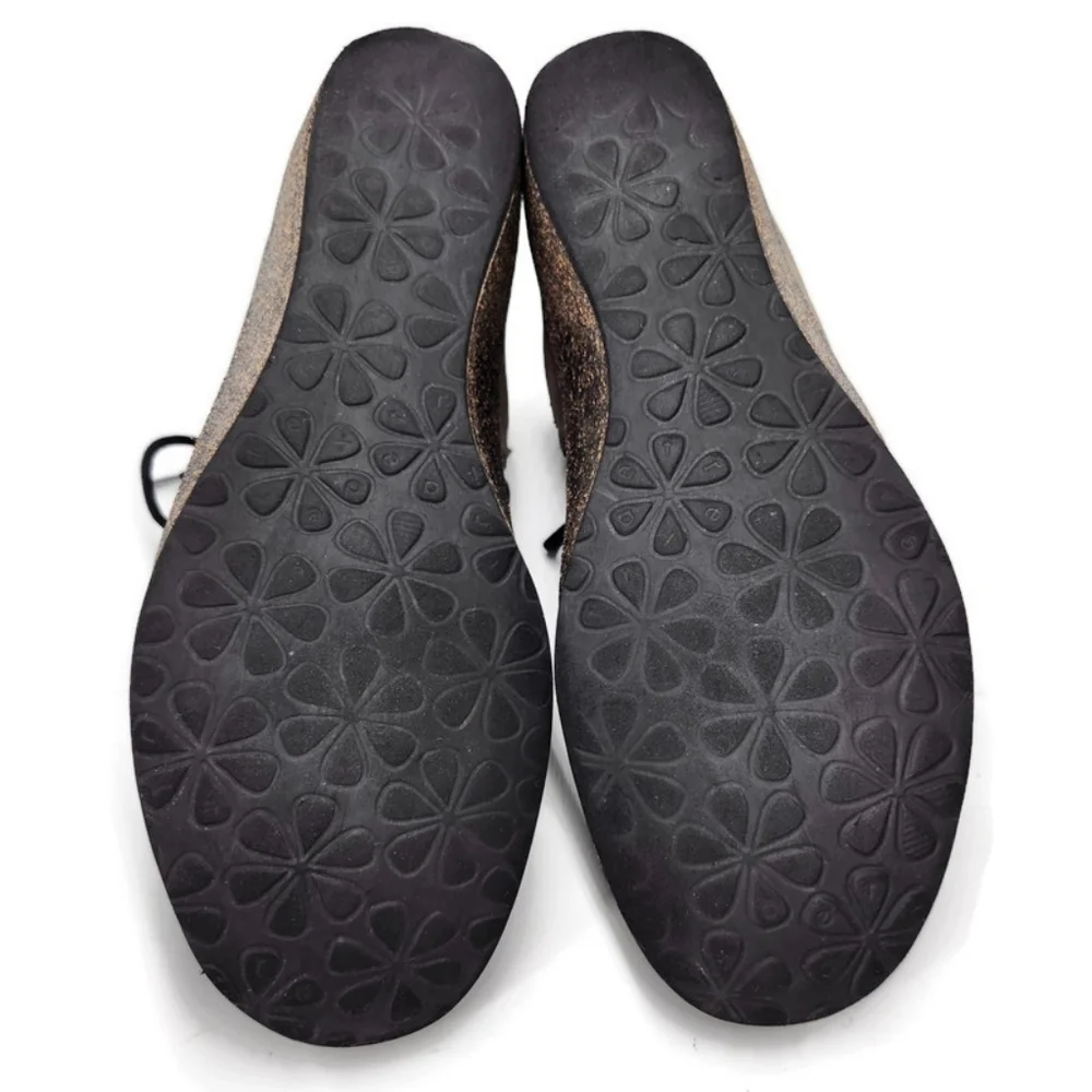 Aetrex Jolie Black Leather Black & Grey Sweater Lace-Up Round-Toe Ankle Boots